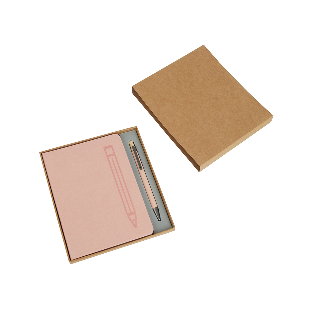 Logomark Peach Manhattan II Gift Set w/Magnetic Journal & Recycled Pen