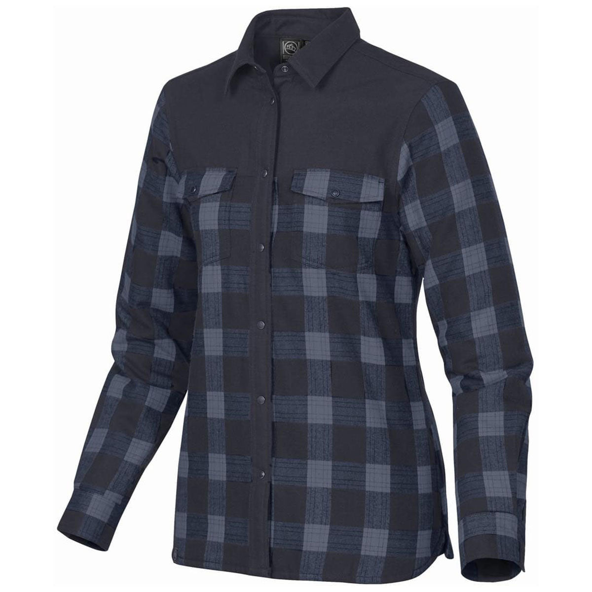 Stormtech Women's Navy Plaid Logan Thermal Long Sleeve Shirt
