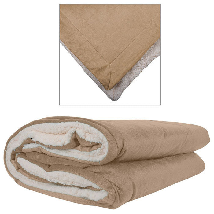 Logomark Tan Stonebridge Micro Mink Sherpa Blanket
