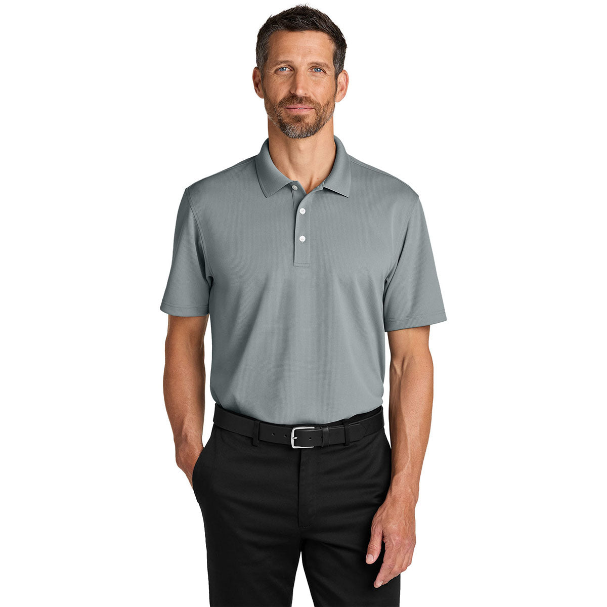 Port Authority Men's Light Sterling Grey Dry Zone Stain-Release Grid Polo