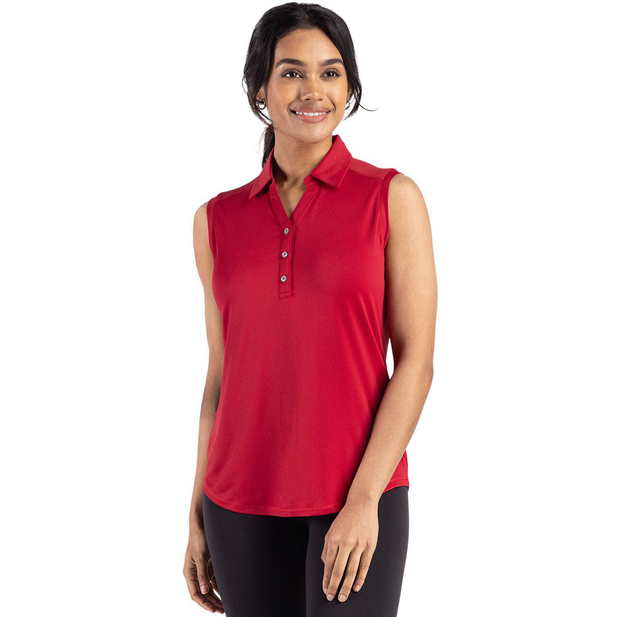 Cutter & Buck Women's Cardinal Red Forge Eco Stretch Recycled Sleeveless Polo