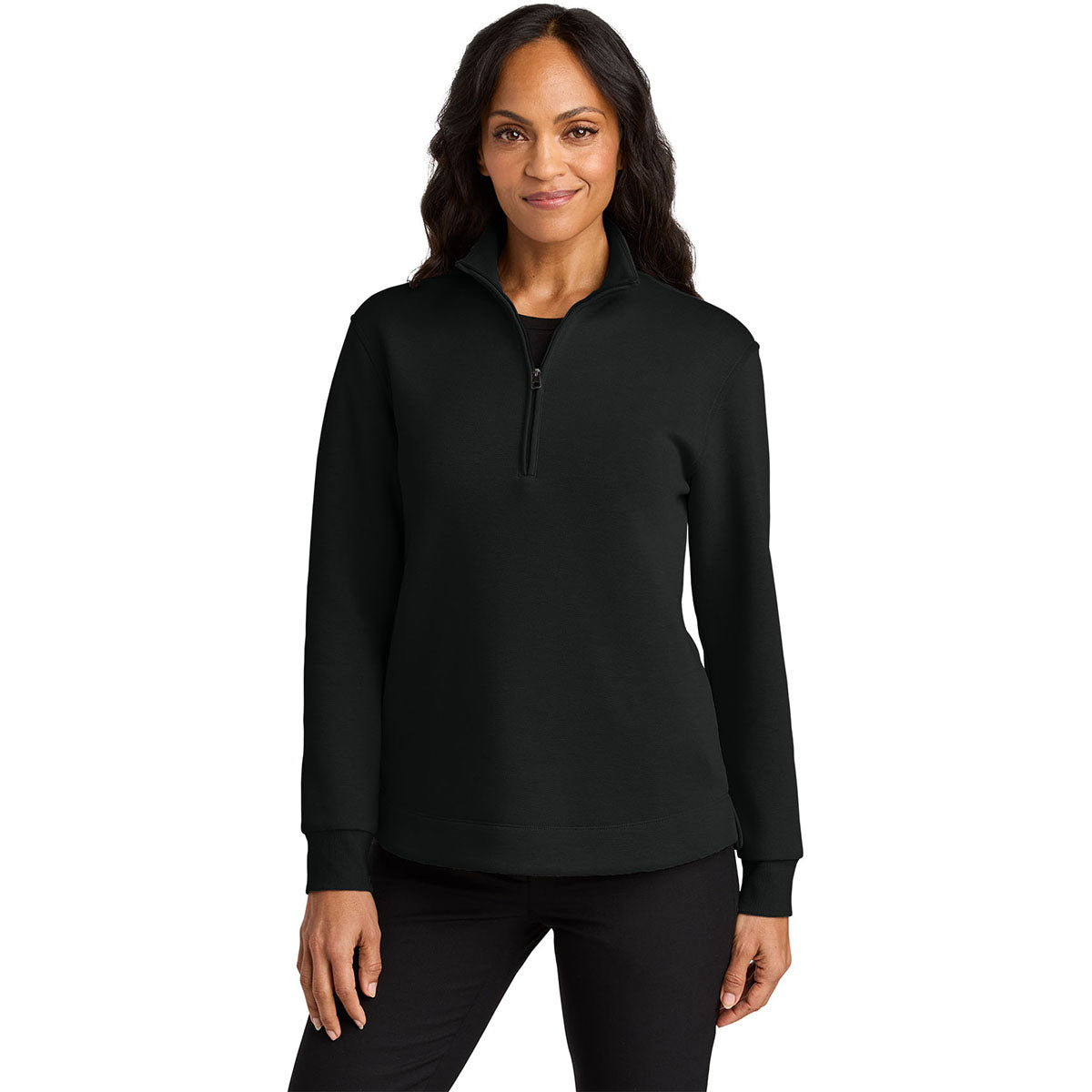 Port Authority Women's Deep Black Wearever Signature Double Pique 1/4-Zip