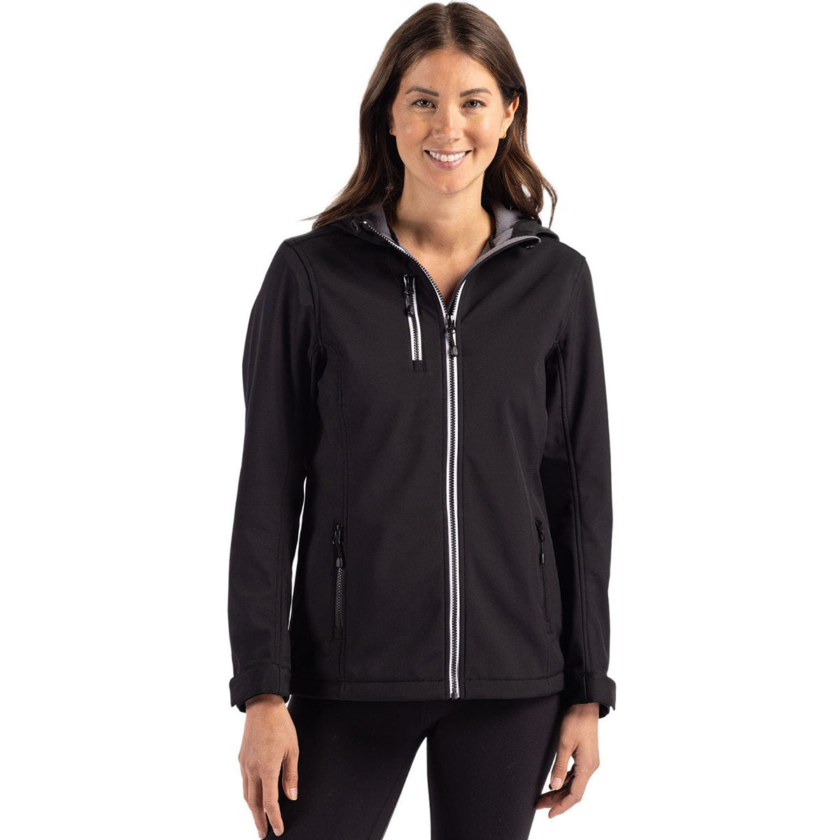 Clique Women's Black Telemark Eco Stretch Softshell Full Zip Hooded Jacket