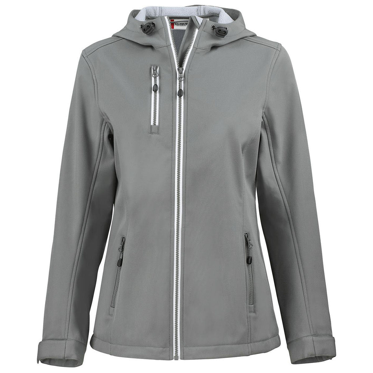 Clique Women's Pure Slate Telemark Eco Stretch Softshell Full Zip Hooded Jacket