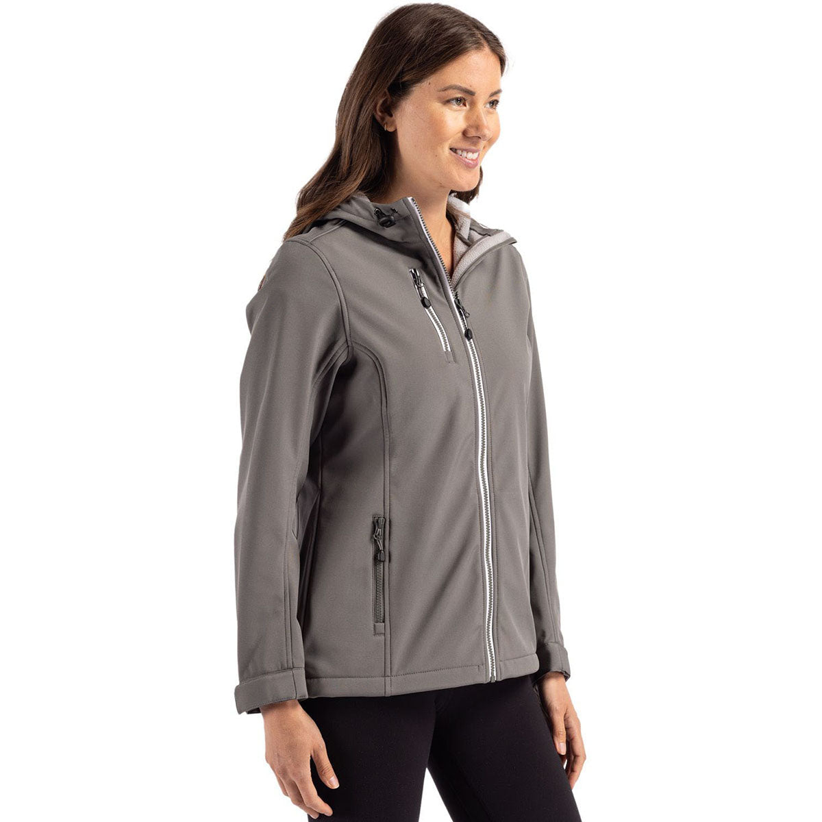 Clique Women's Pure Slate Telemark Eco Stretch Softshell Full Zip Hooded Jacket