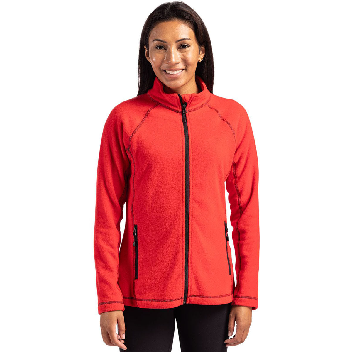 Clique Women's Red Powder Fleece Full Zip Jacket