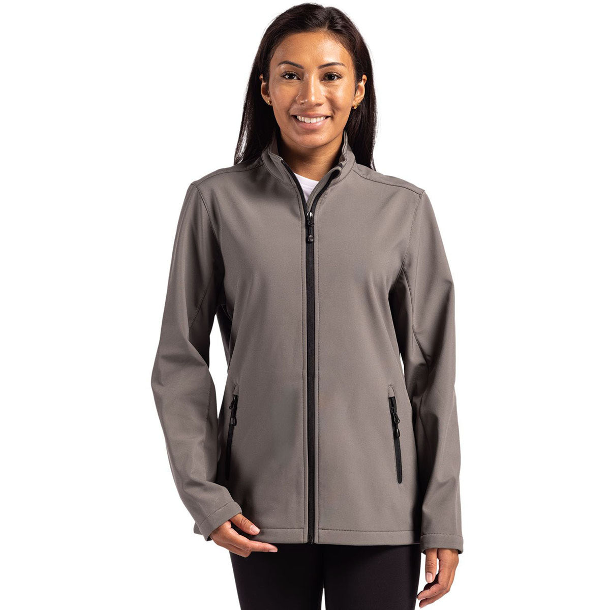 Clique Women's Pure Slate/Black Tempo Stretch Full Zip Softshell Jacket