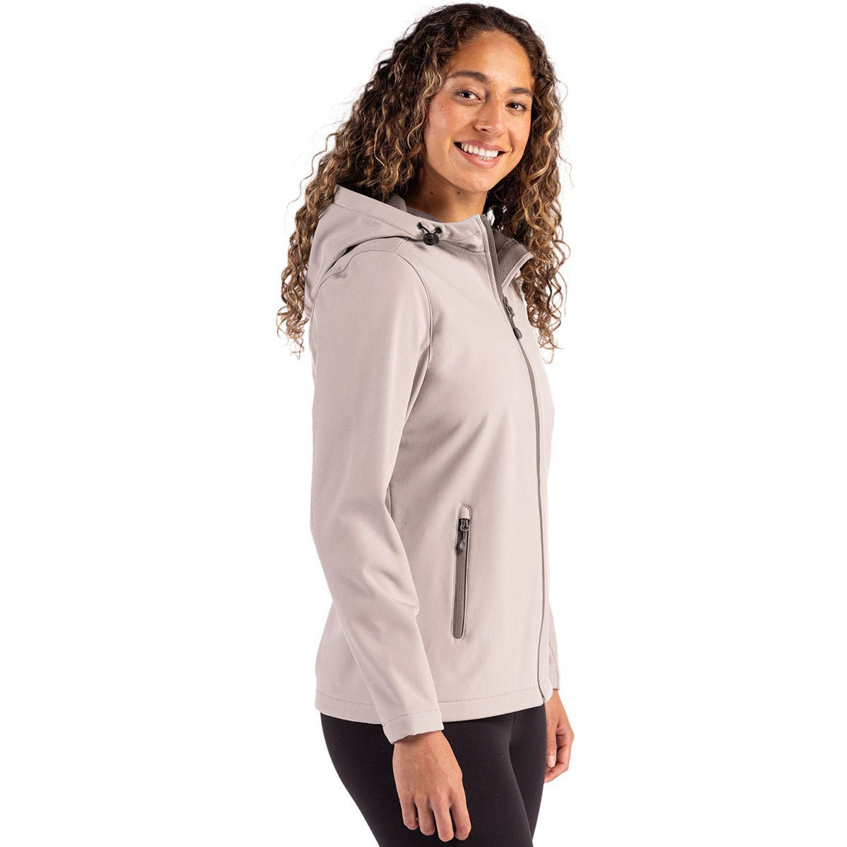 Clique Women's Silver Grey/Pure Slate Tempo Recycled Stretch Softshell Hooded Jacket