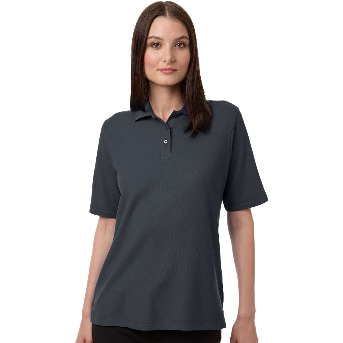 Harriton Women's Dark Charcoal Maverick CVC Pique Polo