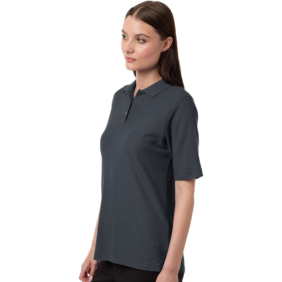 Harriton Women's Dark Charcoal Maverick CVC Pique Polo