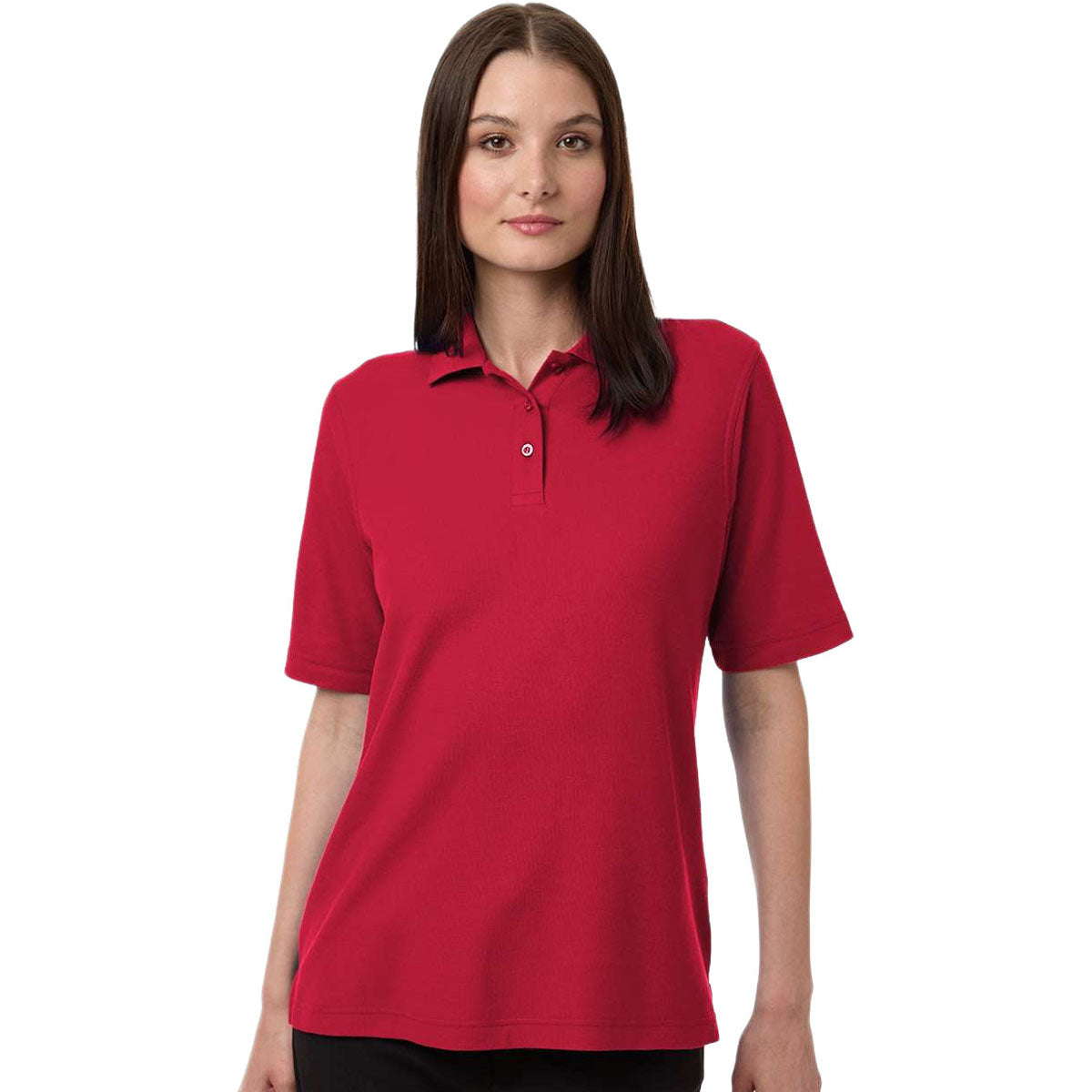 Harriton Women's Red Maverick CVC Pique Polo