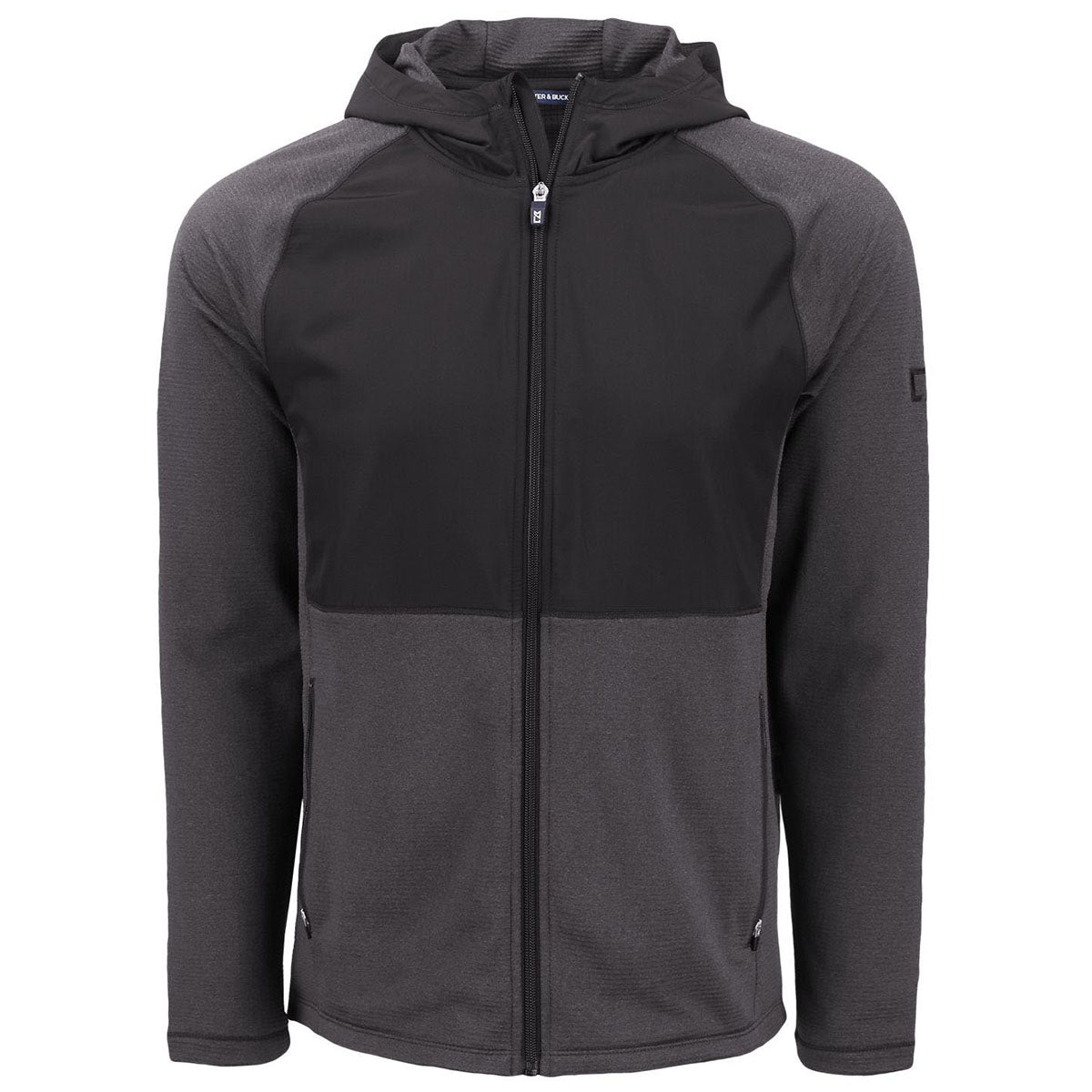Cutter & Buck Men's Black Heather Peshastin Fleece Recycled Hybrid Jacket