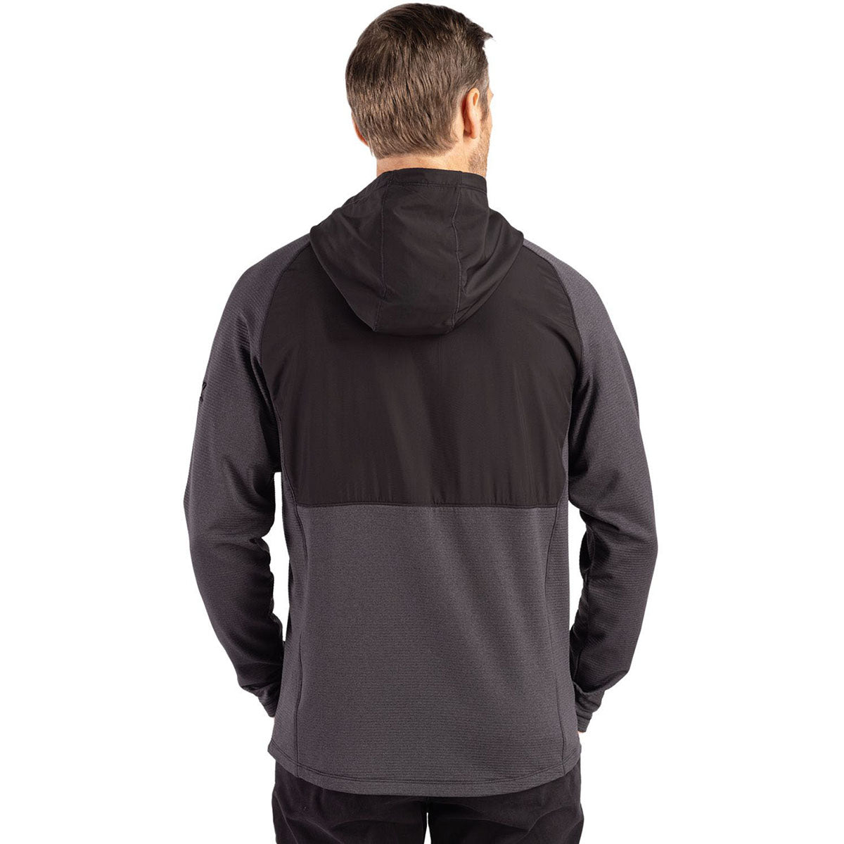 Cutter & Buck Men's Black Heather Peshastin Fleece Recycled Hybrid Jacket