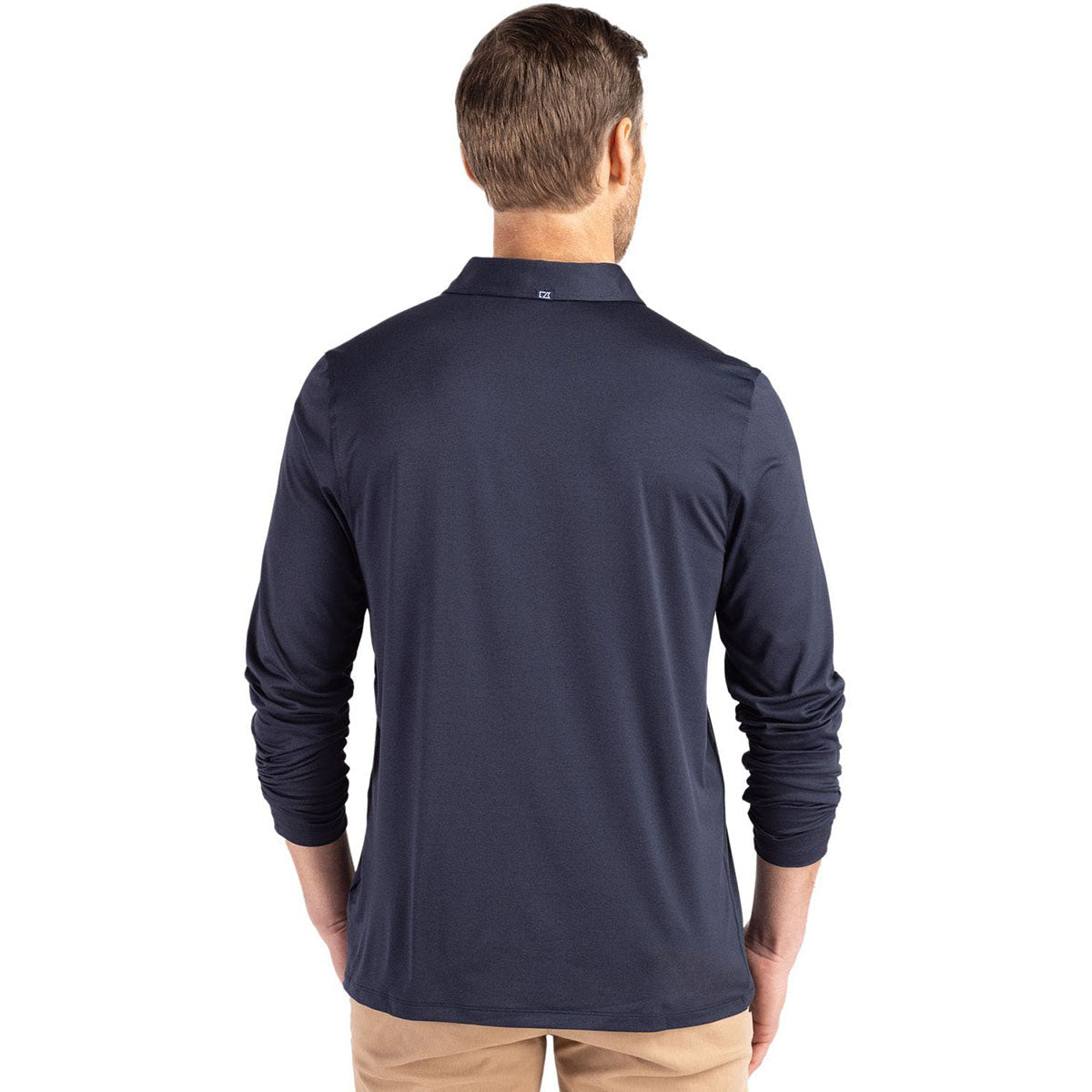 Cutter & Buck Men's Navy Blue Coastline Epic Comfort Recycled Long Sleeve Polo