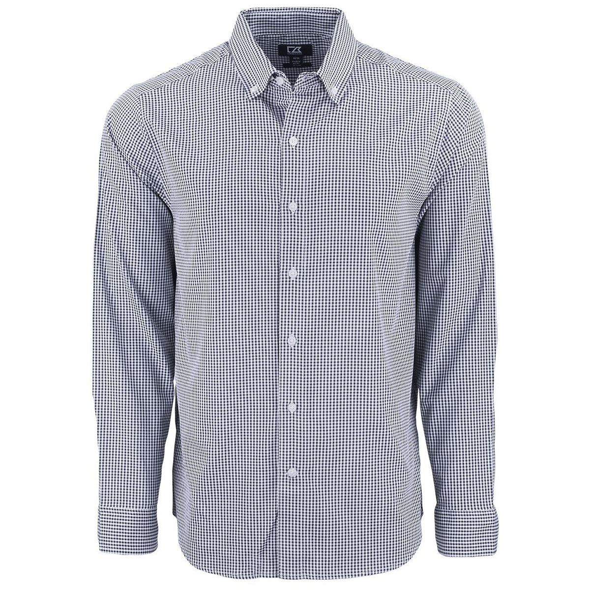 Cutter & Buck Men's Black/White Skyline Epic Confidence Recycled Gingham Long Sleeve Dress Shirt