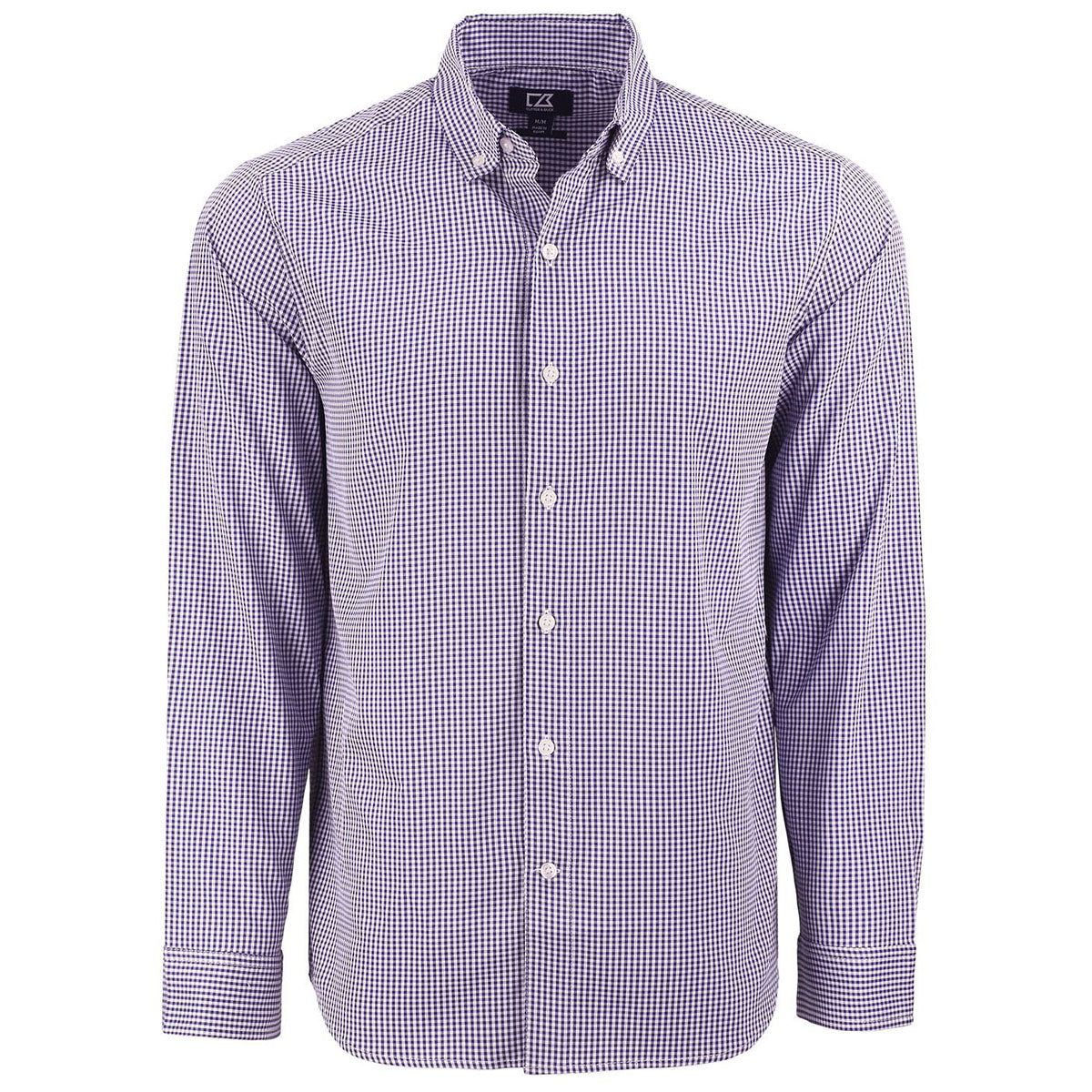 Cutter & Buck Men's College Purple/White Skyline Epic Confidence Recycled Gingham Long Sleeve Dress Shirt