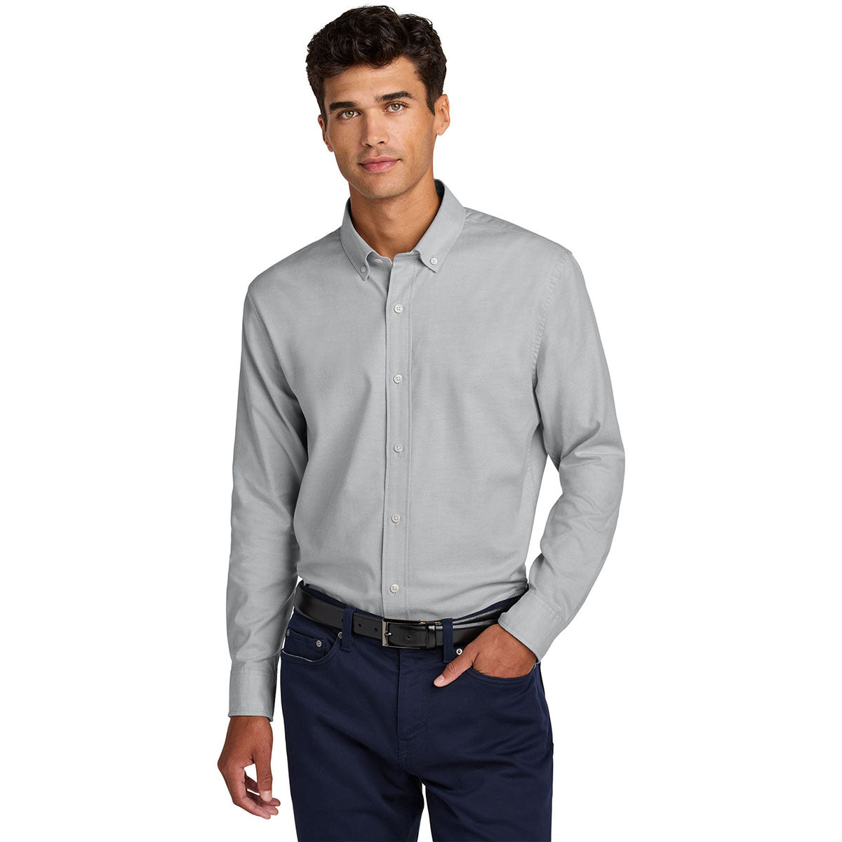 Mercer+Mettle Men's Gusty Grey Long Sleeve Modern Oxford Shirt