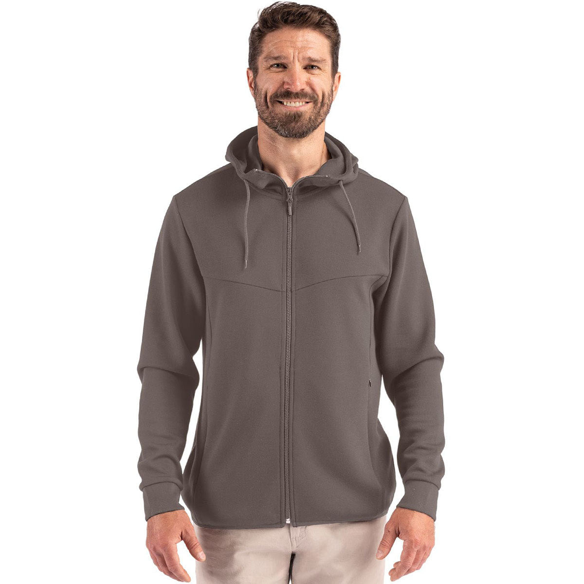 Clique Men's Pure Slate Haven Recycled Full Zip Hooded Sweatshirt