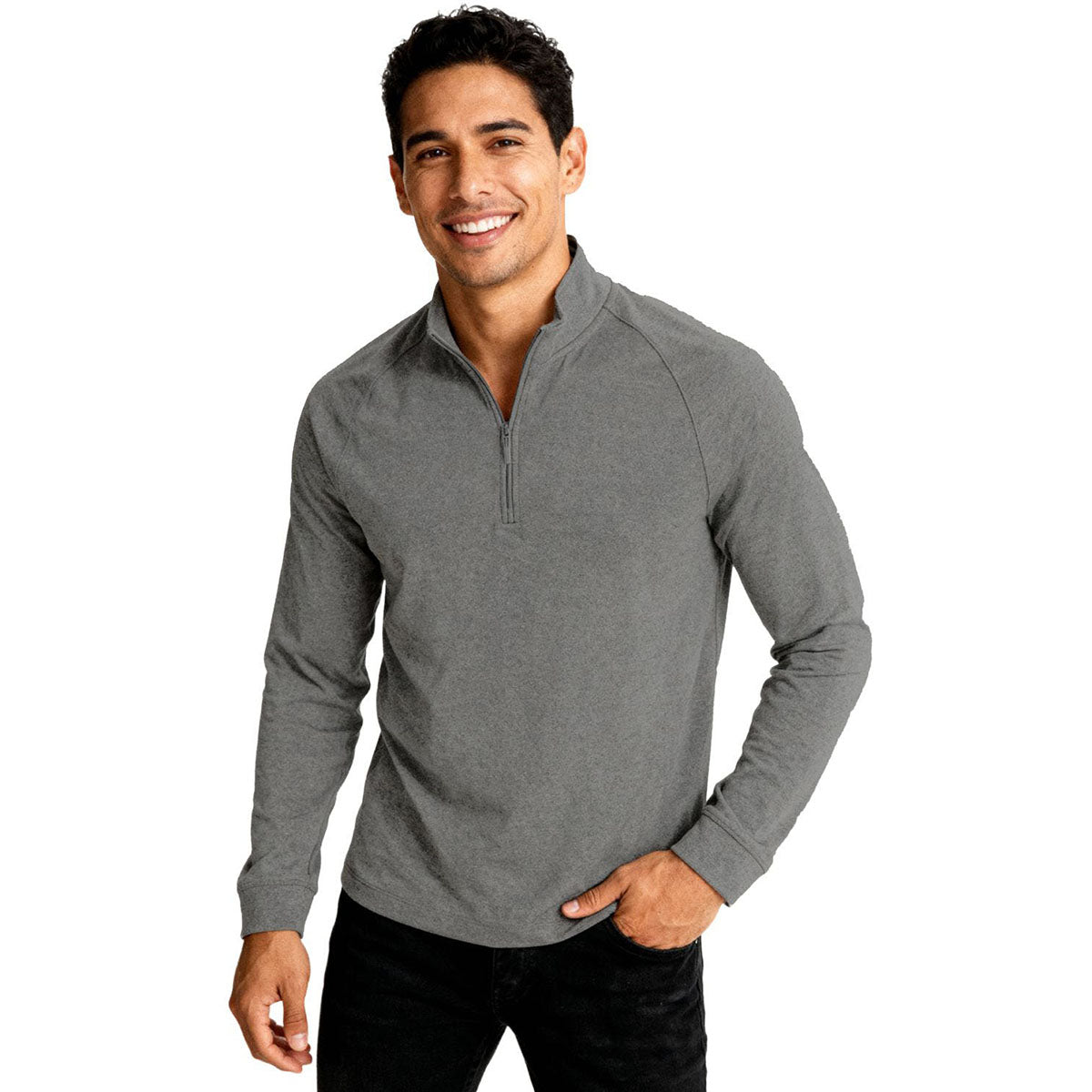 Clique Men's Black Heather Dash Recycled Quarter Zip Pullover