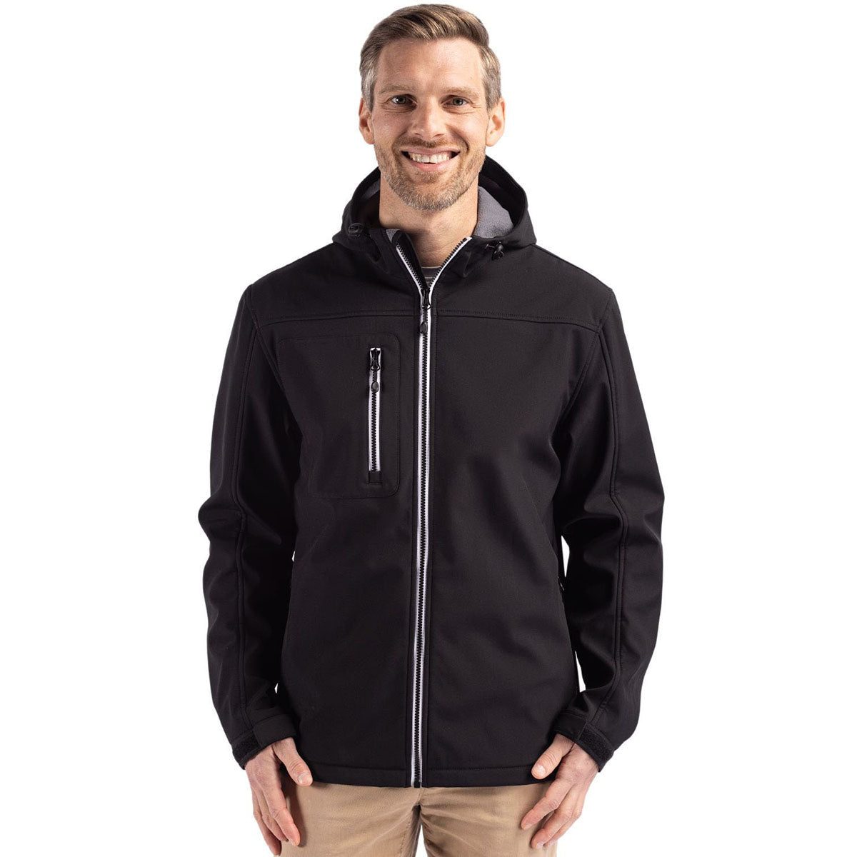 Clique Men's Black Telemark Eco Stretch Softshell Full Zip Hooded Jacket