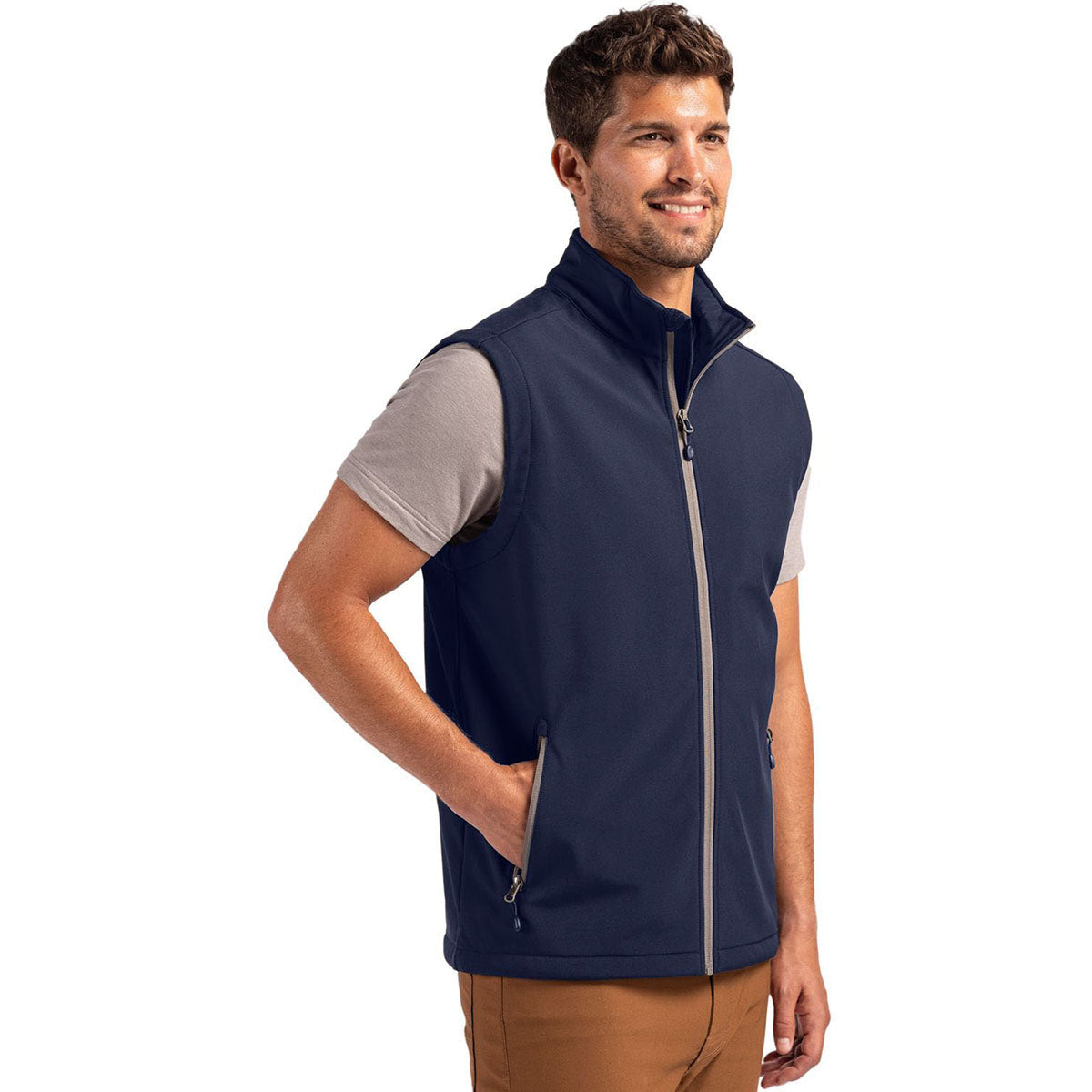 Clique Men's Dark Navy/Pure Slate Tempo Stretch Full Zip Softshell Vest