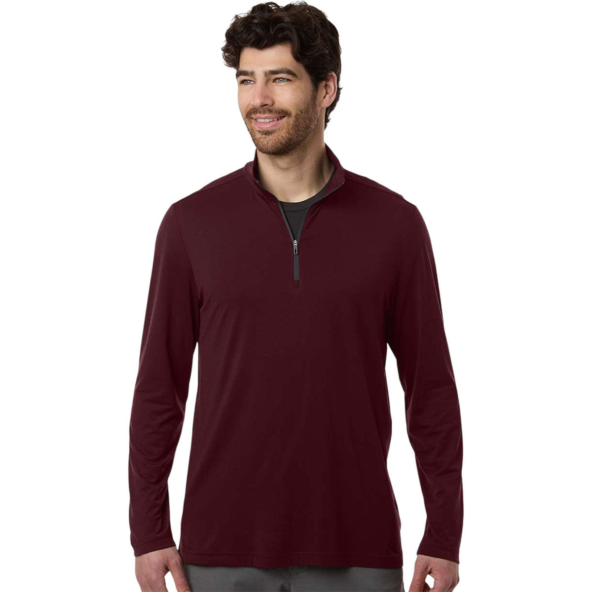 North End Men's Burgundy/Carbon JAQ Stretch Performance Quarter-Zip