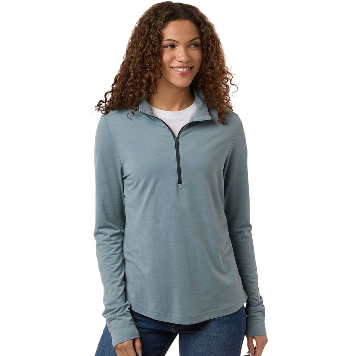 North End Women's Opal Blue/Carbon JAQ Stretch Performance Quarter-Zip