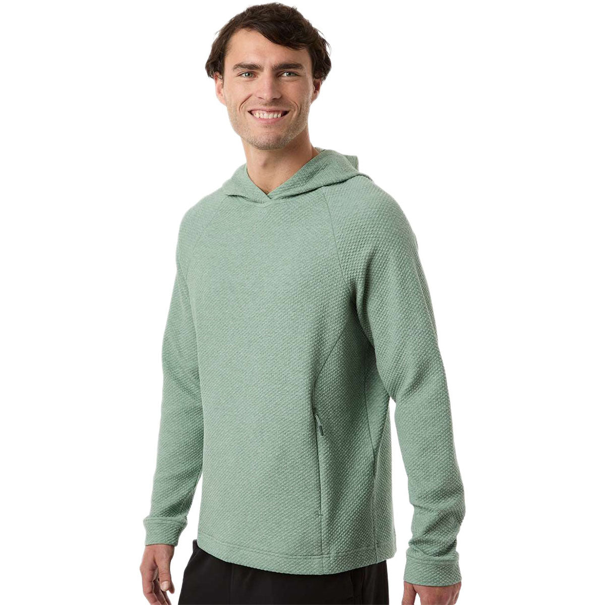 North End Men's Sage Green Heather Spirit Textured Hooded Pullover