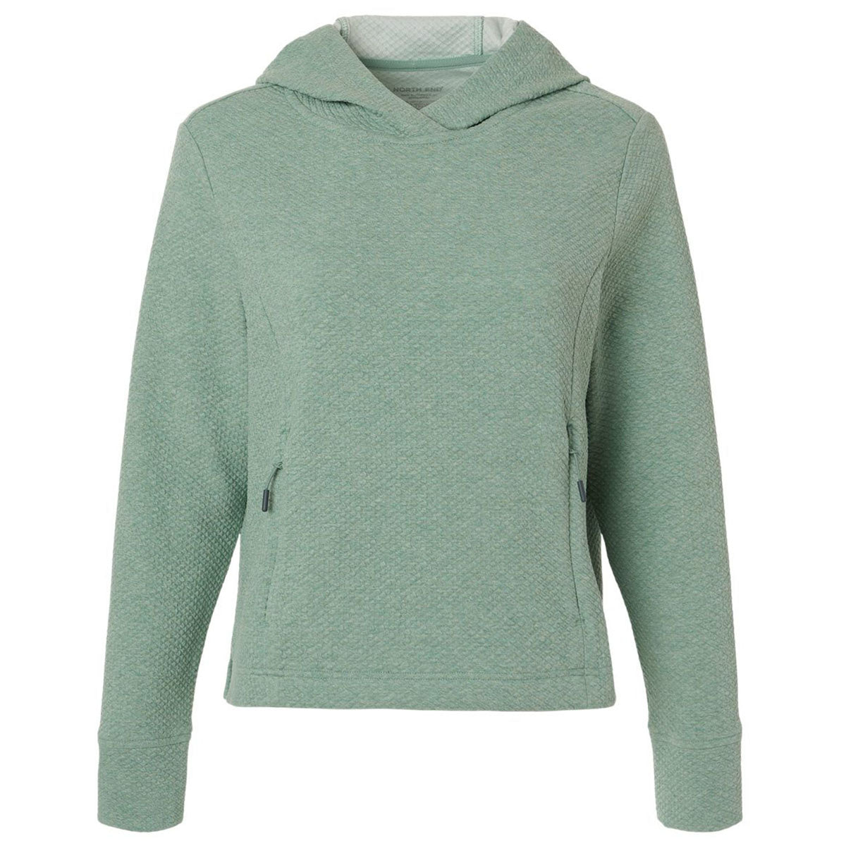 North End Women's Sage Green Heather Spirit Textured Hooded Pullover