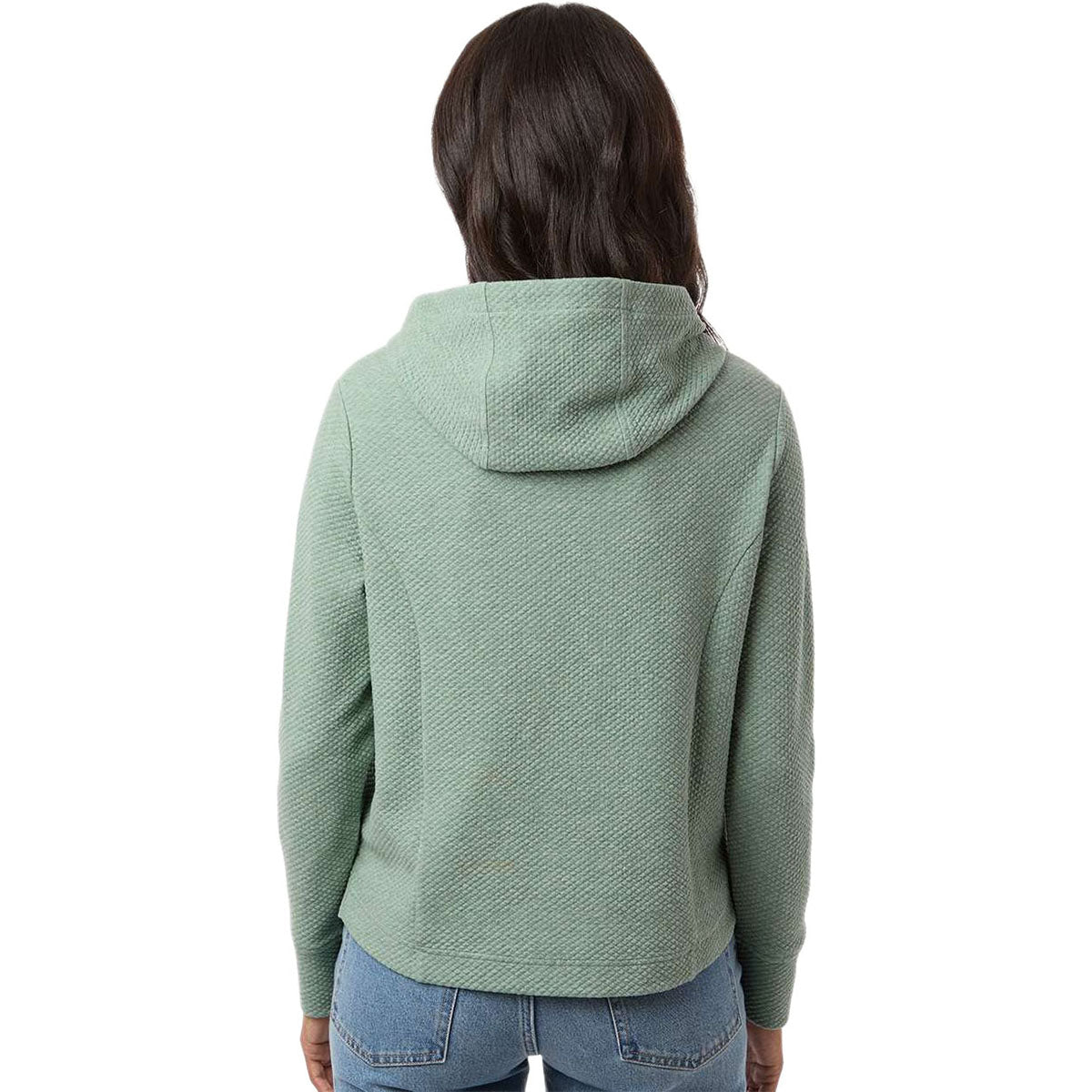 North End Women's Sage Green Heather Spirit Textured Hooded Pullover