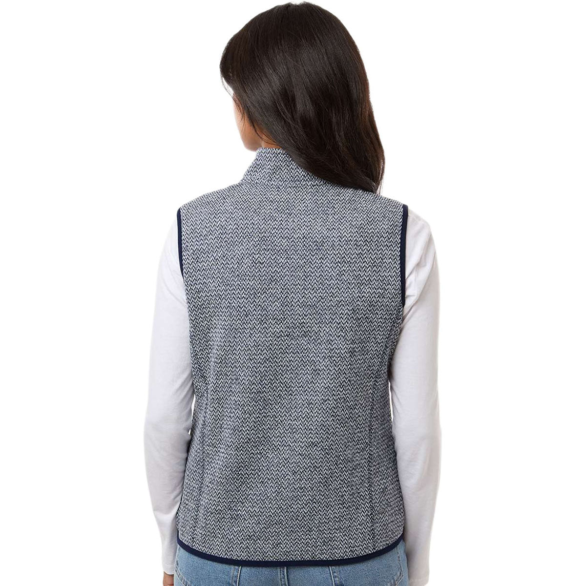 North End Women's Classic Navy/White Jasper Jacquard Fleece Vest