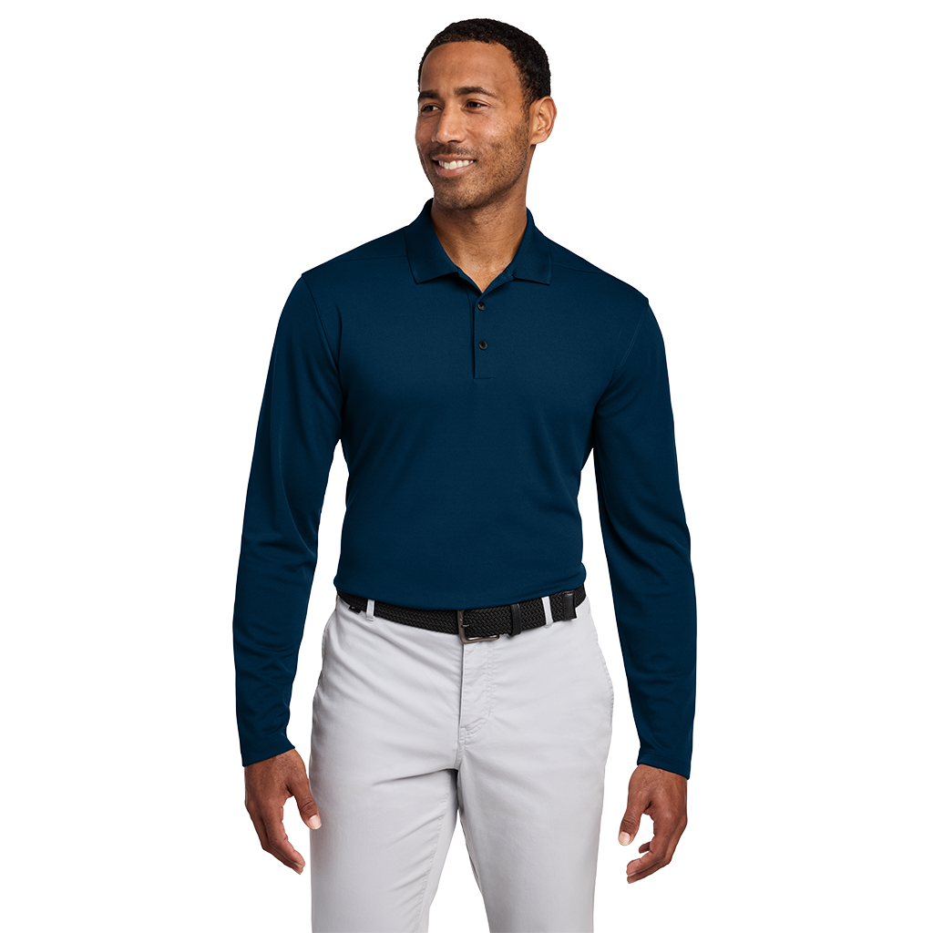 Nike Men's Navy Dri-FIT Micro Pique 2.0 Long Sleeve Polo