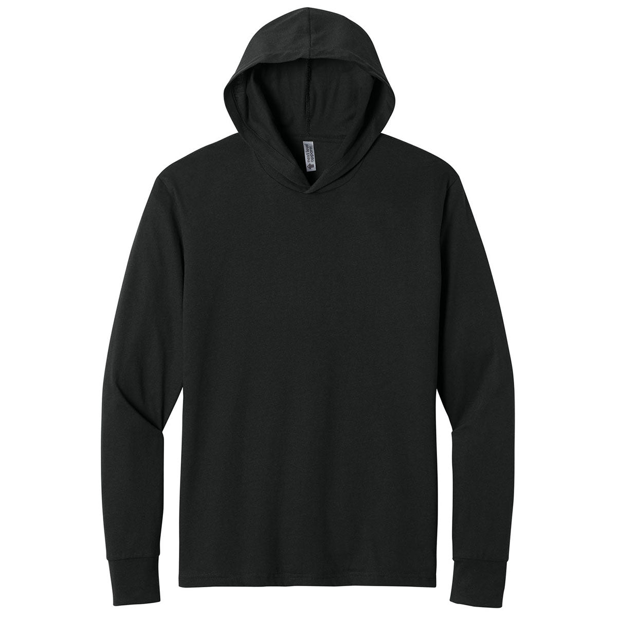 Next Level Men's Black Apparel CVC Long Sleeve Hoodie
