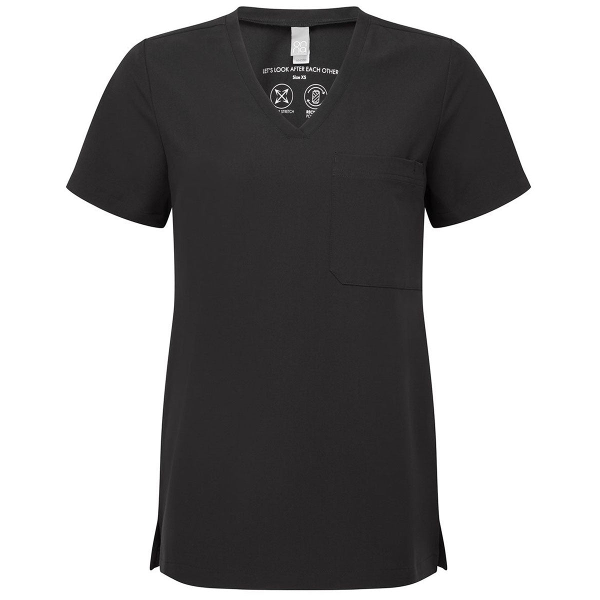 Onna Women's Black Limitless V-Neck Stretch Scrub Top