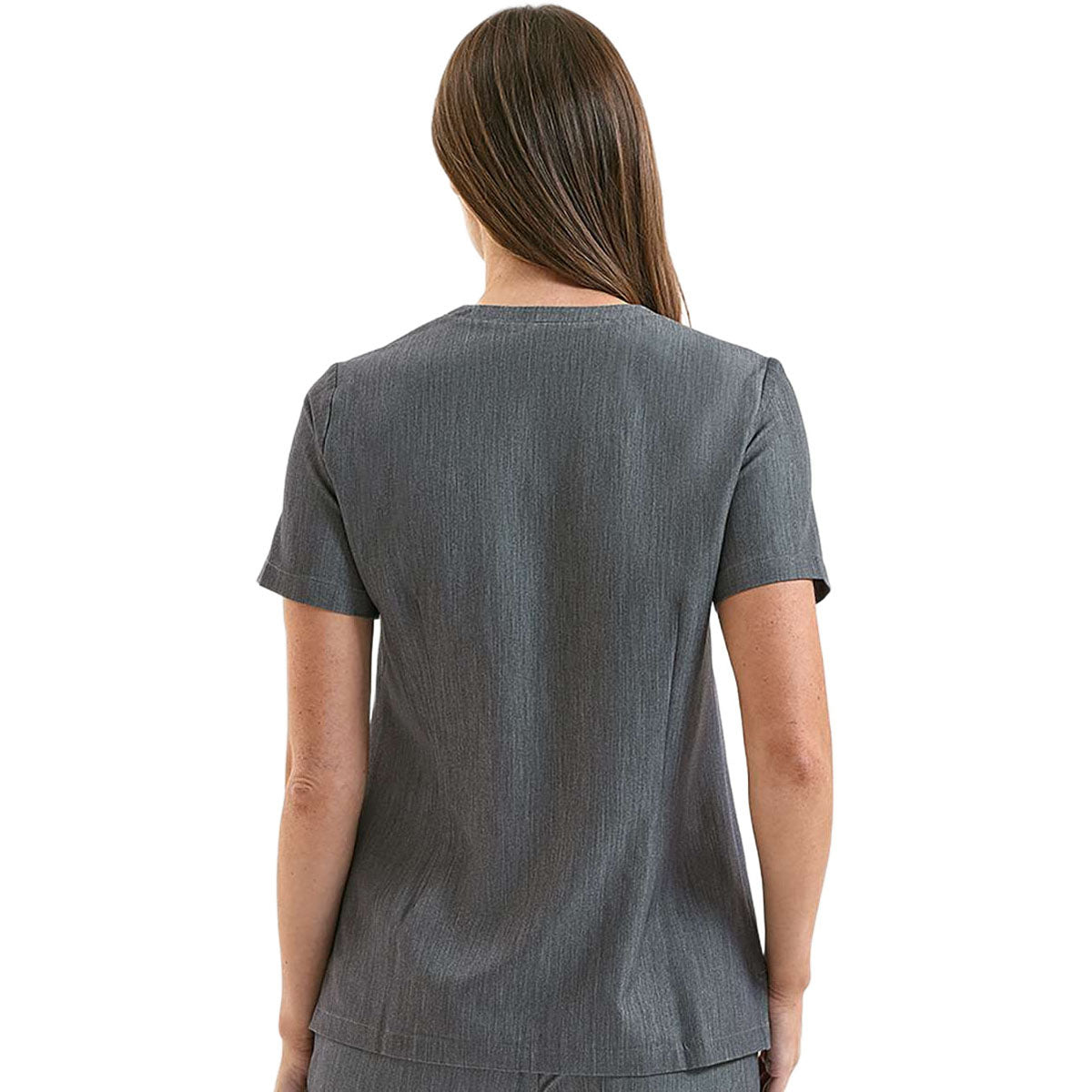 Onna Women's Dynamo Grey Limitless V-Neck Stretch Scrub Top