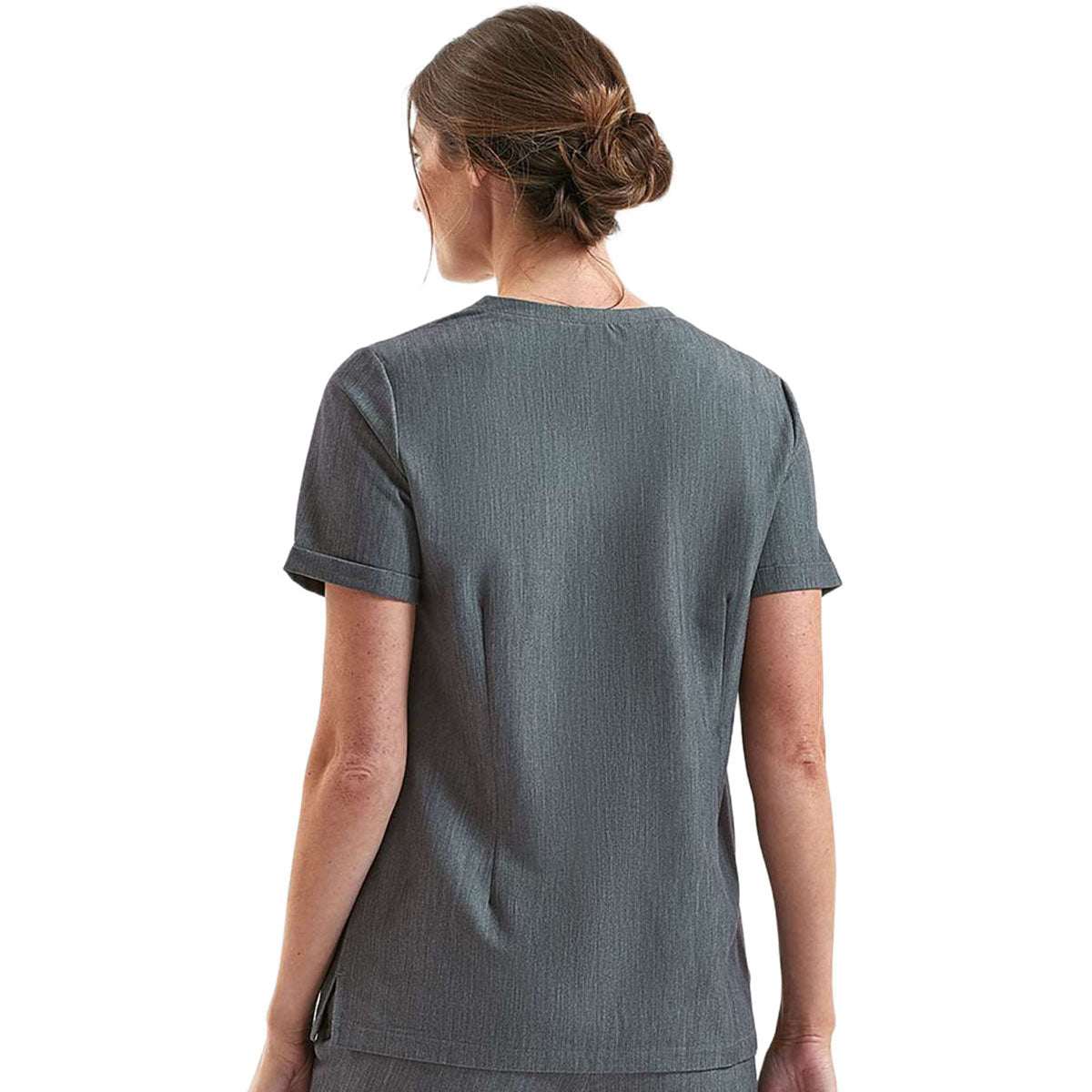Onna Women's Dynamo Grey Invisible V-Neck Stretch Scrub Top