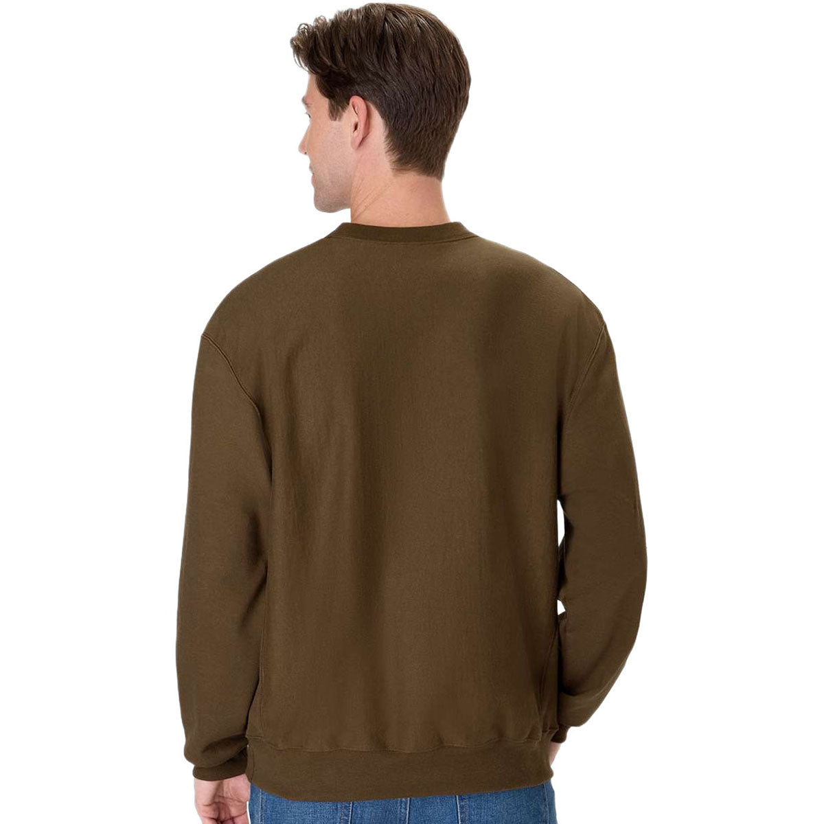 Hanes Unisex Army Brown Beefy Sweats Premium Heavyweight Crewneck Sweatshirt
