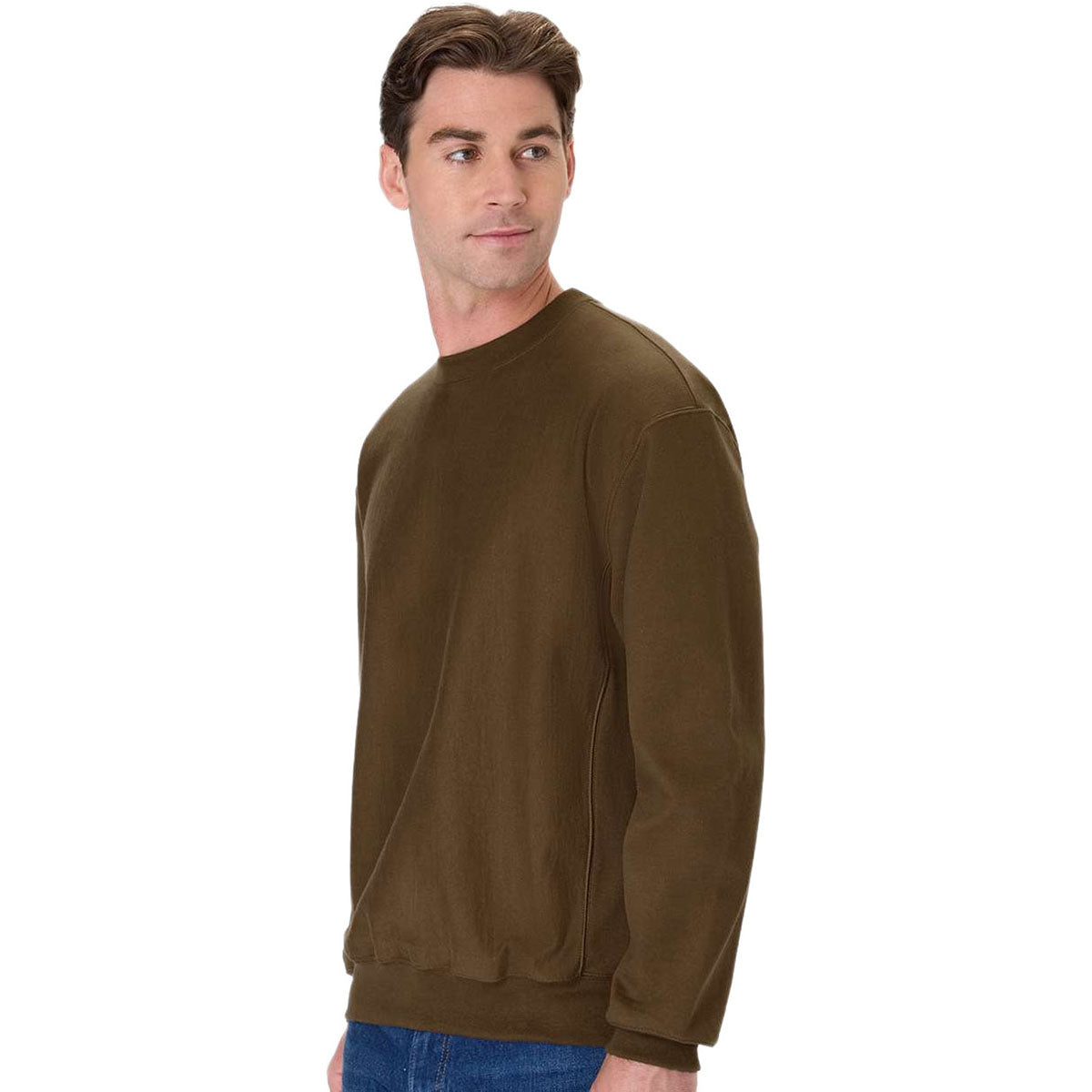 Hanes Unisex Army Brown Beefy Sweats Premium Heavyweight Crewneck Sweatshirt