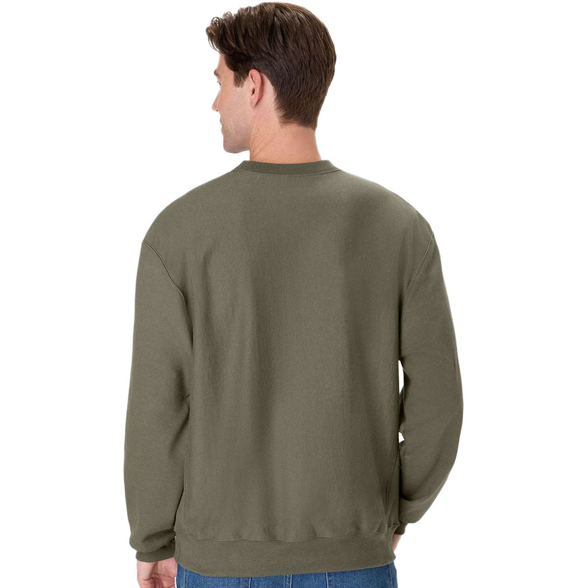 Hanes Unisex Fatigue Green Beefy Sweats Premium Heavyweight Crewneck Sweatshirt