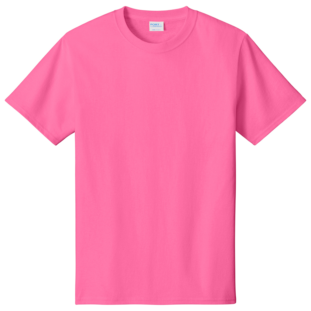 Port & Company Men's Neon Pink Core Cotton Tee