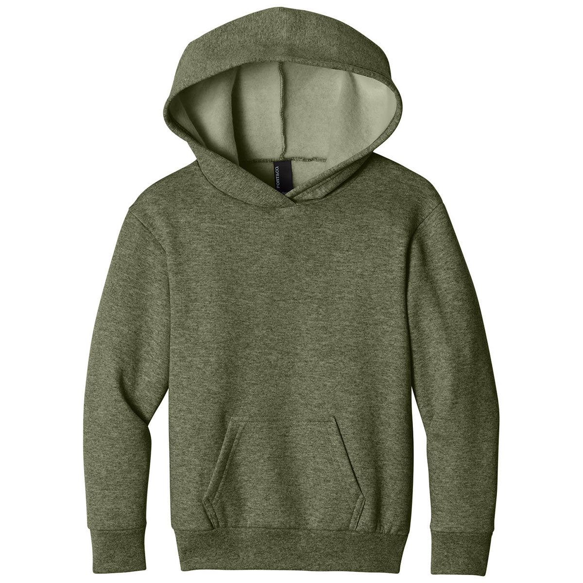Port & Co. Youth Olive Drab Green Heather Easy Fleece Pullover Hooded Sweatshirt