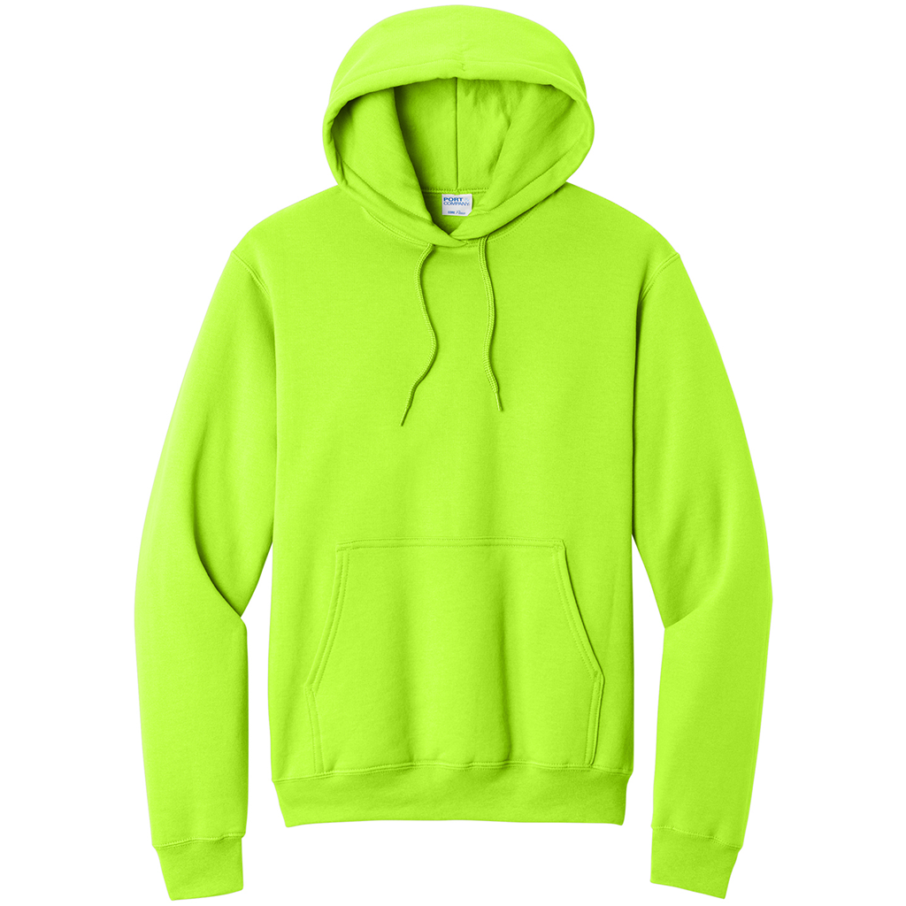 Port & Company Men's Neon Yellow Core Fleece Pullover Hooded Sweatshirt