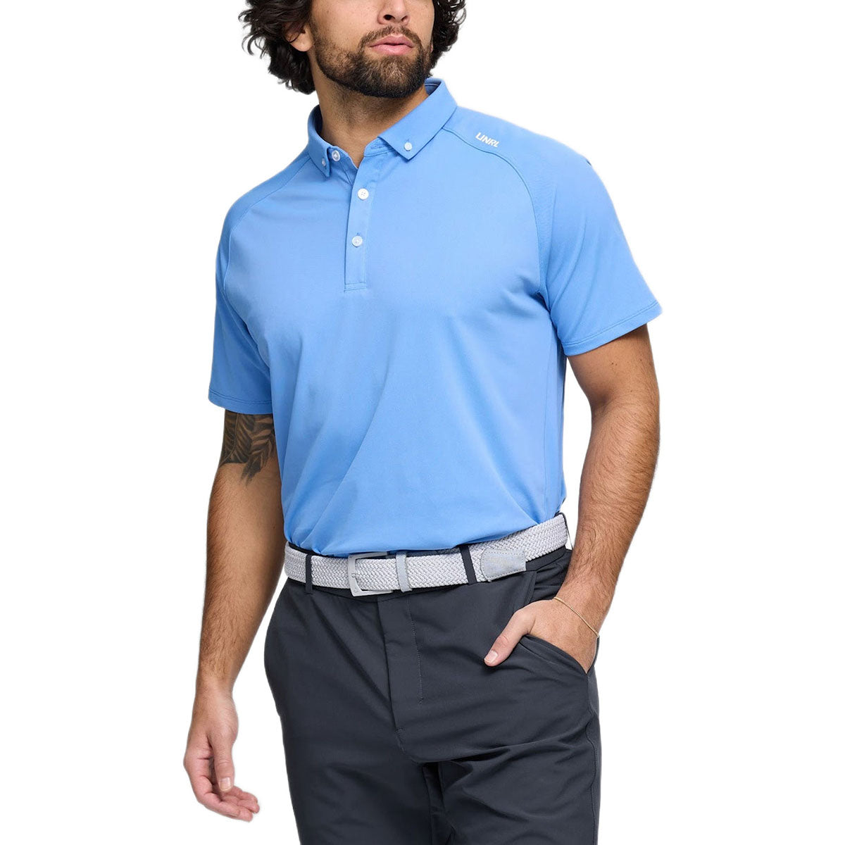 UNRL Men's Perennial Blue Pique Pro Polo