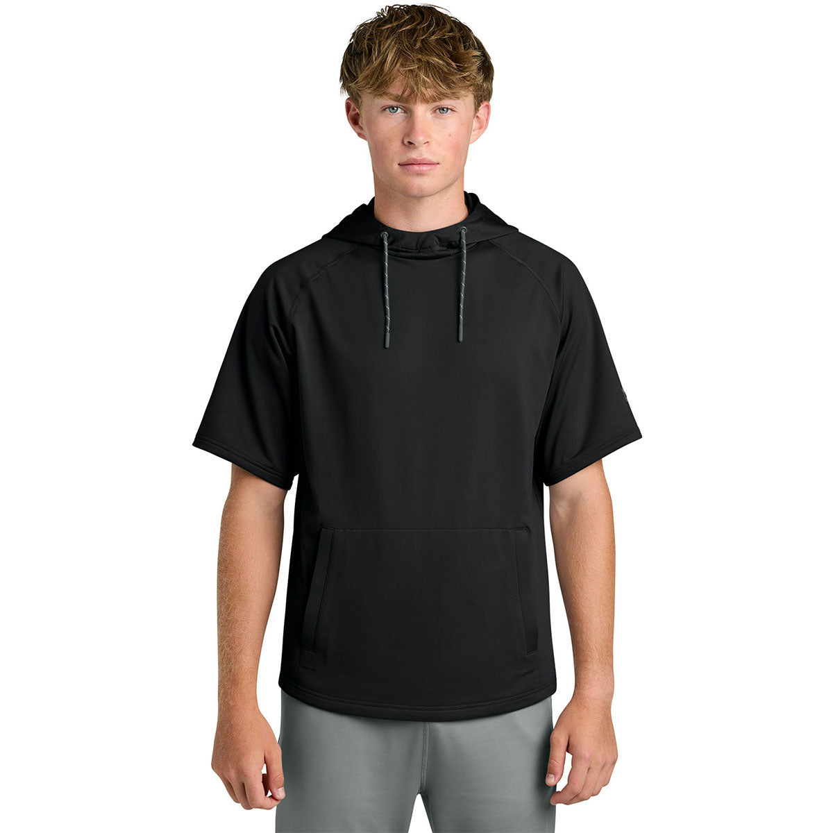Richardson Men's Black Charge Performance Fleece Short Sleeve Hoodie
