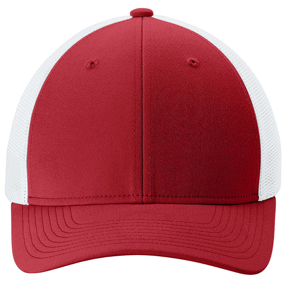 Sport-Tek Deep Red/White Stretch-Tek Mesh Back Cap
