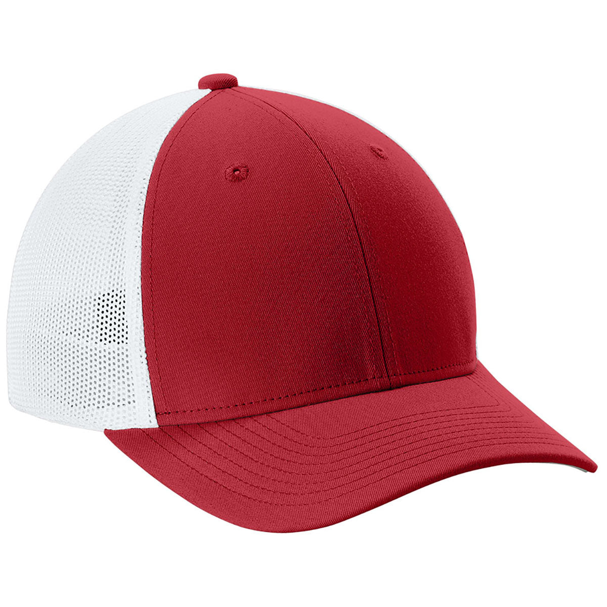 Sport-Tek Deep Red/White Stretch-Tek Mesh Back Cap