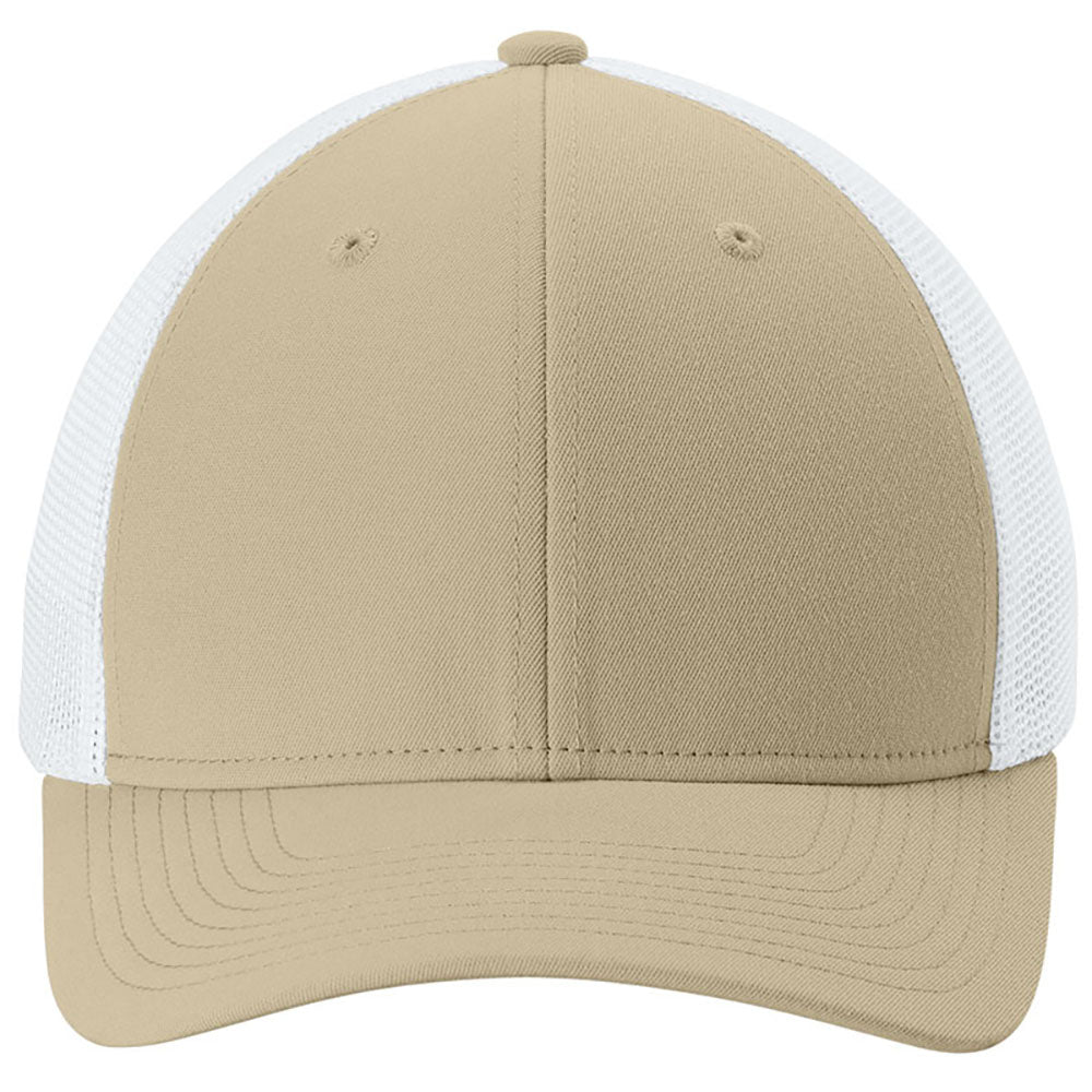 Sport-Tek Sahara/White Stretch-Tek Mesh Back Cap