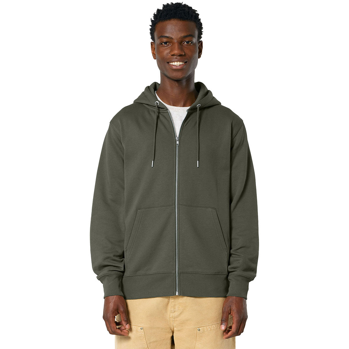Stanley/Stella Unisex Khaki Green Cultivator 2.0 Full-Zip Hooded Sweatshirt