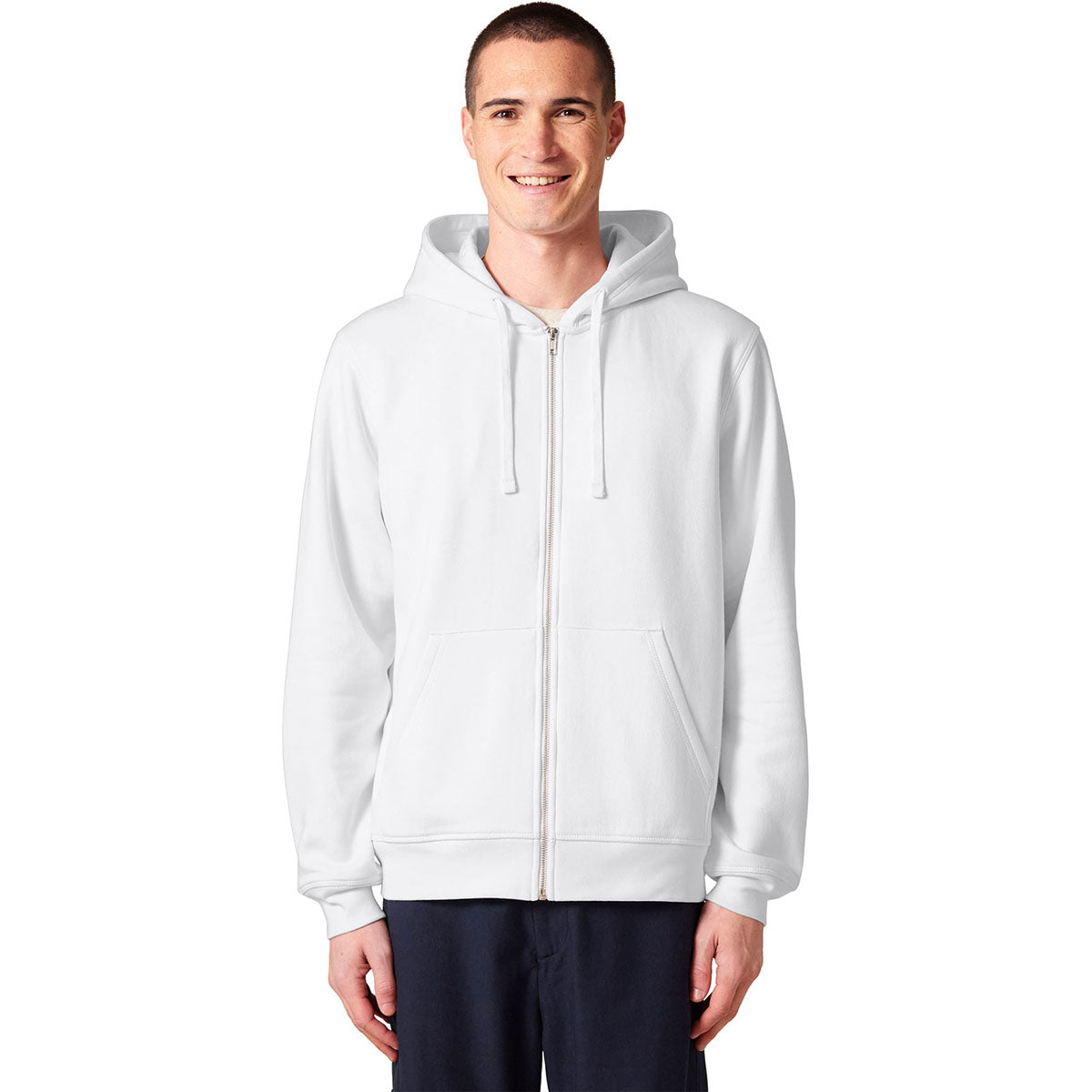 Stanley/Stella Unisex White Mixer Full-Zip Hooded Sweatshirt