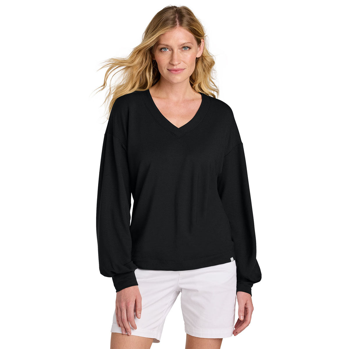 TravisMathew Women's Black Long Weekend V-Neck